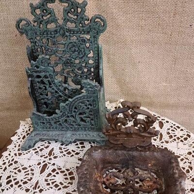 Cast iron soap dish and letter holder