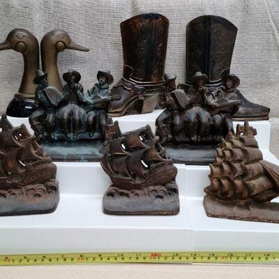 9 pc Asst metals bookends/doorstops