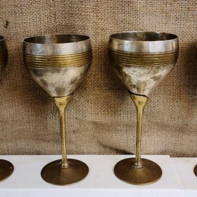 4 piece brass and silver plate chalice/goblets