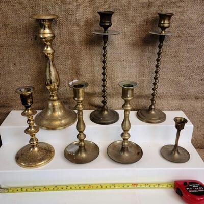 7 pc brass/metals candlesticks