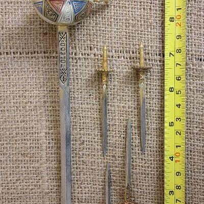 5 pc Toledo metal sword letter openers