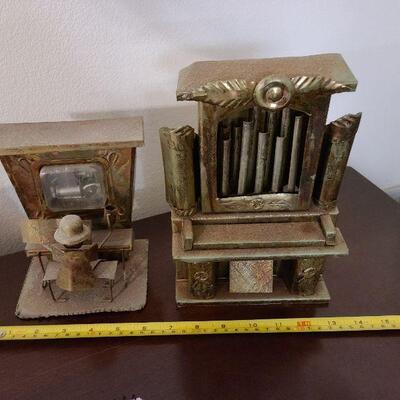 2 vintage brass music boxes