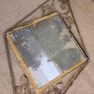 Vintage MCM gold tone wall mirror diamond shape