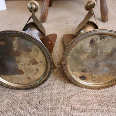 Pair of brass/copper angel candle holders