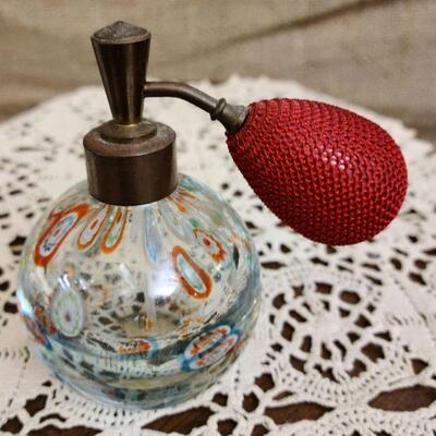 6 piece art glass and vintage perfume bottles