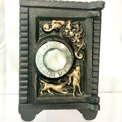 Antique Cast Iron Safe Deposit Coin Bank