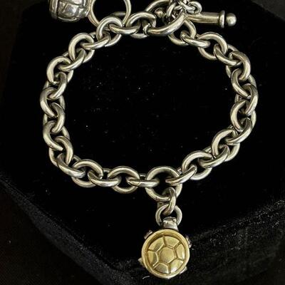 Saint Sterling Bracelet and Earrings w 18K Gold Turtles