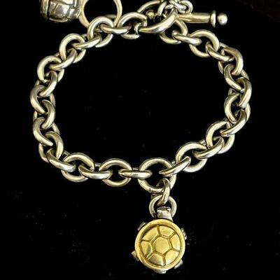 Saint Sterling Bracelet and Earrings w 18K Gold Turtles