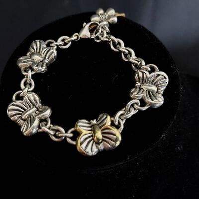 Saint Heavy Sterling Bracelet w 18K Gold Butterfly
