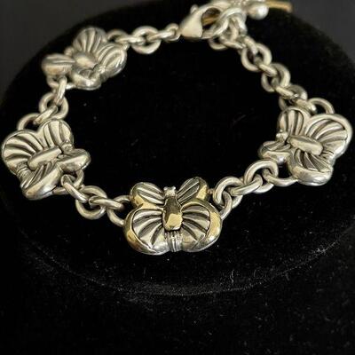 Saint Heavy Sterling Bracelet w 18K Gold Butterfly