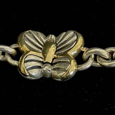 Saint Heavy Sterling Bracelet w 18K Gold Butterfly
