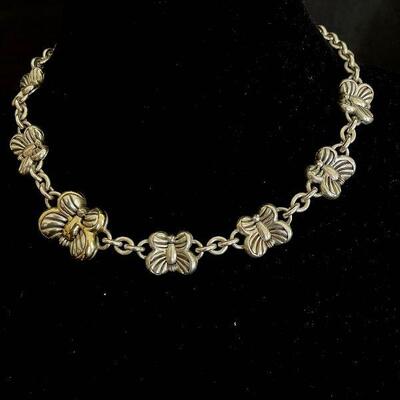 Saint by Sarah Jane Heavy Sterling Necklace w 18K Gold Butterfly