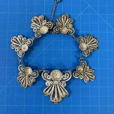 #180 Silver Filigree Antique Necklace 20 inches