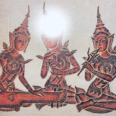 Vintage India Temple Rubbing Art