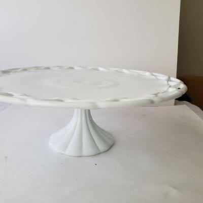 Milk glass cake plate