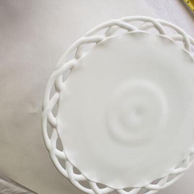 Milk glass cake plate