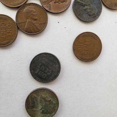 Wheat pennies, possibly a steel penny