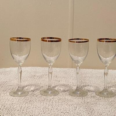 Vintage Set of Gold Rimmed Wine Glasses