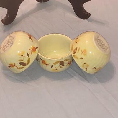 3 Vintage Hall Jewel Tea Autumn Leaf Custard Cup Dessert Bowls