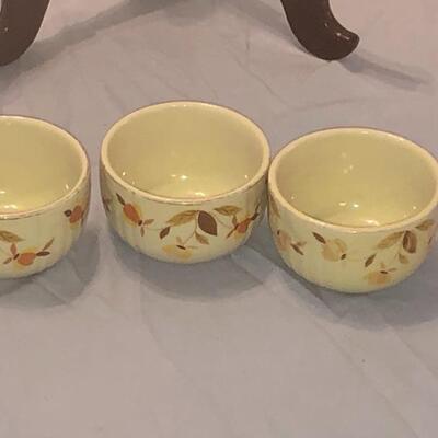 3 Vintage Hall Jewel Tea Autumn Leaf Custard Cup Dessert Bowls
