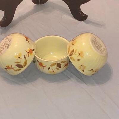 3 Vintage Hall Jewel Tea Autumn Leaf Custard Cup Dessert Bowls