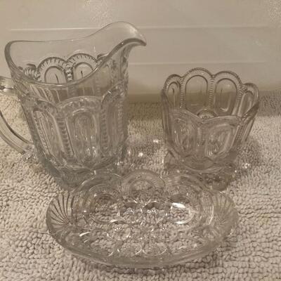 Vintage Pressed Depression Glass Ice Tea Set