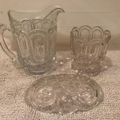 Vintage Pressed Depression Glass Ice Tea Set