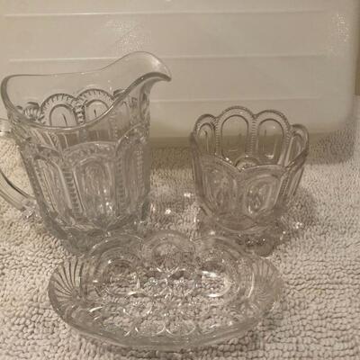 Vintage Pressed Depression Glass Ice Tea Set