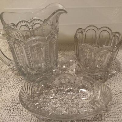 Vintage Pressed Depression Glass Ice Tea Set
