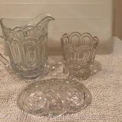 Vintage Pressed Depression Glass Ice Tea Set