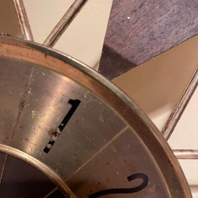 Mid Century Modern Elgin Teak Starburst Atomic Clock