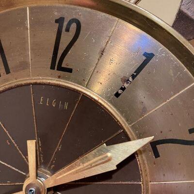 Mid Century Modern Elgin Teak Starburst Atomic Clock
