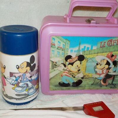 ' Vintage Mickey & Minnie Lunch Box w/ thermos".