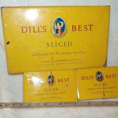 " Original  Dill's Best Sliced smoking tins". 1920's to 30's.'