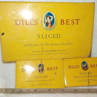 " Original  Dill's Best Sliced smoking tins". 1920's to 30's.'