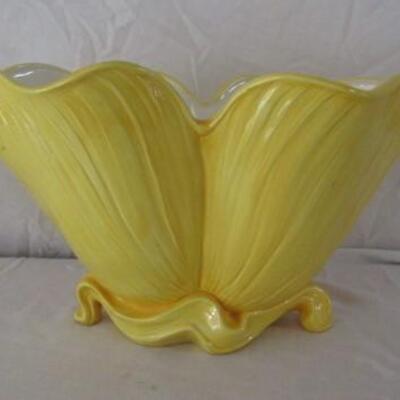 Vintage Ceramic Centerpiece Open Mouth Vase Marked C.G. 13