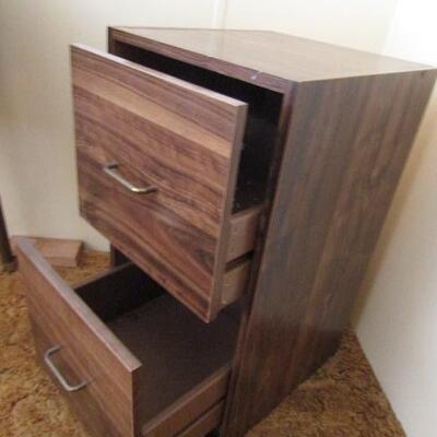 Double Drawer Wood Finish Filing Cabinet