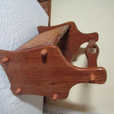 Petite Magazine Rack with Wood Frame and Cane Sides