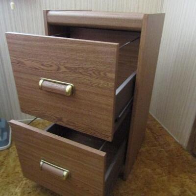 Two Drawer Wood Finish Filing Cabinet 