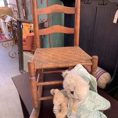 Antique rocking chair with teddy by May Rhyma-Nadig 