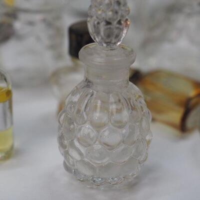 Lot 9 Mini perfume bottles Large Picasso scarf, vintage spice rack and milk glass bottles, New Balsam candle in gift box.