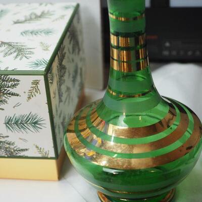 Lot 9 Mini perfume bottles Large Picasso scarf, vintage spice rack and milk glass bottles, New Balsam candle in gift box.