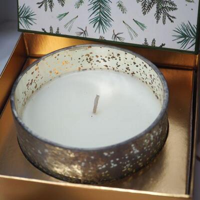 Lot 9 Mini perfume bottles Large Picasso scarf, vintage spice rack and milk glass bottles, New Balsam candle in gift box.