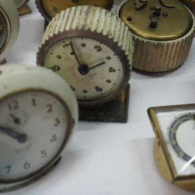 Lot 12 Clock Lot #3  Vintage table clocks, Assorted Clock Face Crystals glass and plastic Many sizes