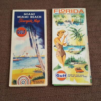 Two Vintage Gulf Oil Florida Maps