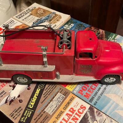 Vintage Red metal Fire Truck #5