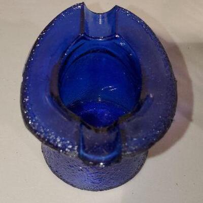 Vintage Cobalt Blue Glass Lot (6 pieces) Vase Vases Ashtray Chicken Egg Cup Candlestick (item #46)