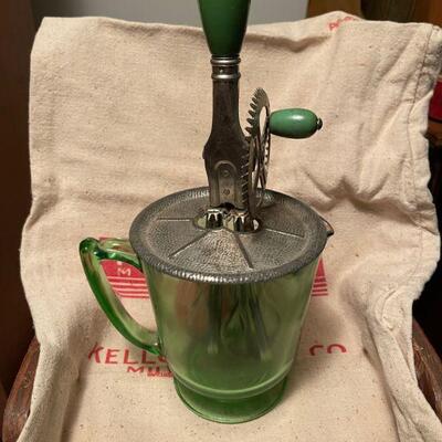 Green glass / hand mixer combo