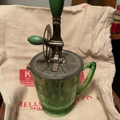 Green glass / hand mixer combo