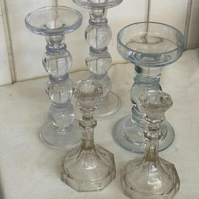 Lot 6 Glass Candle Sticks 5 each